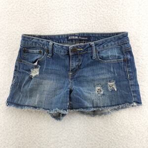 ZCO Cutoff Shorts Junior 11 Blue Denim Cotton Stretch Pockets Distressed Zip Fly